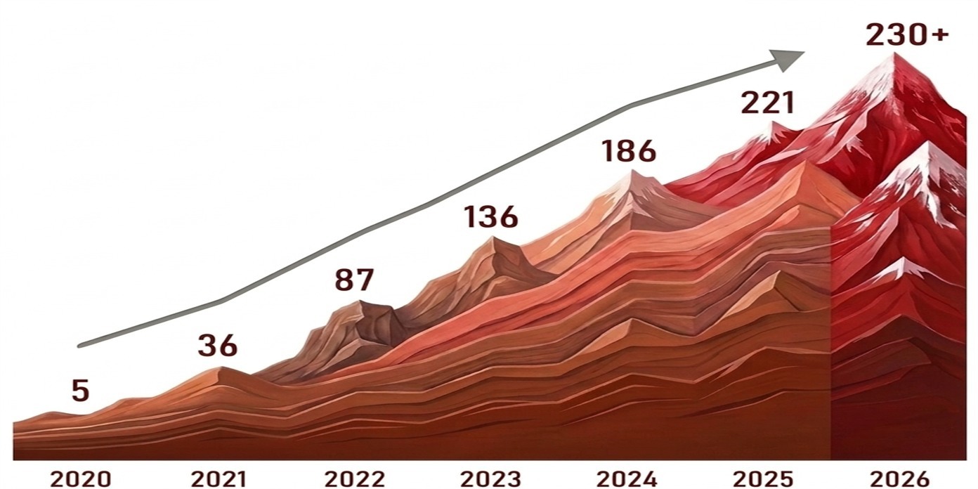 Mitarbeitendenzahl 2020 bis 2026: von 5 auf 230+
